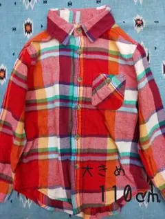 大きめ110cm♪ユニクロチェックシャツ 赤系♪状態良し
