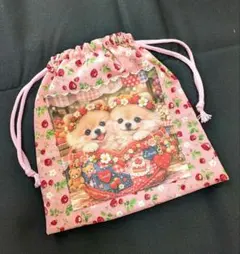 ✨️イベント品✨️❣️巾着袋　ポメラニアン　パネルのサムネイル