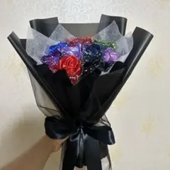 17本ブラックバラブーケ 黒薔薇 プレゼント お祝い 枯れない花 特別な