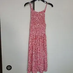 ZARA 152 赤と白の花柄ノースリーブワンピース