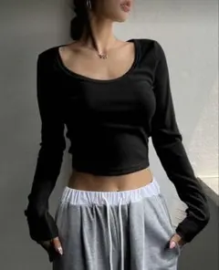 SHEIN クロップドTシャツ 長袖