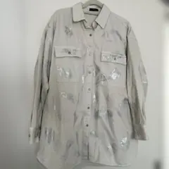 【JEANASiS】 箔 プリントシャツ 長袖