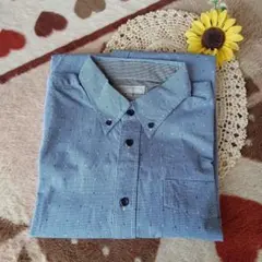 Men's☆ボタンダウン刺繍星柄カジュアルシャツ☆羽織り☆コットン☆美品～