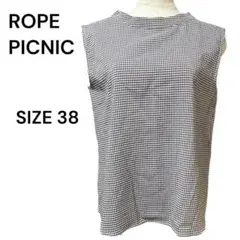 ROPE PICNIC ギンガムチェック ノースリーブブラウス M(38) 黒白