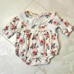 花柄レース襟ロンパース 60cm