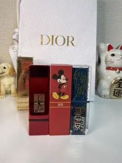 YSL、3CE、Shu uemuraのリップスティック3本。