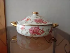 EJIRY Royalgrand 両手鍋 ホーロー 花柄 ゴールド エジリーのサムネイル
