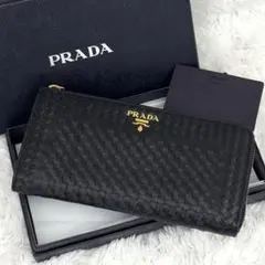 極美品⭐️激レア PRADAプラダ レザー 財布 ブラック イントレ ゴールド金具