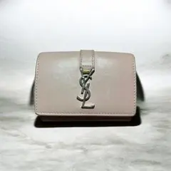 YSL/SAINT LAURENT/サンローラン/ピンクベージュ/三つ折り財布