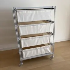 【無印良品】 新品未使用　スチールユニットシェルフ帆布バスケットセット グレー MUJI/無印良品 スチールユニットシェルフ ライトグレー 帆布バスケット