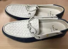 LANVIN モカシン ホワイト・ネイビー　25.5cm 数回のみ使用
