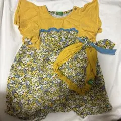 RAG MART イエロー 花柄　ロンパース 夏 80 半袖 ノースリーブ