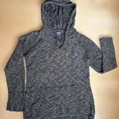 Eddie Bauerダークグリーンフード付き Vネック パーカー