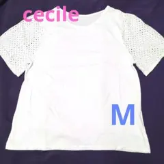 試着のみ！セシーcecileレース袖　Tシャツ白 M 綿100%のサムネイル