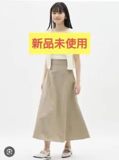 GU　リネンブレンドフレアロングスカート