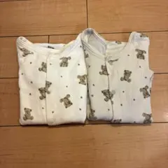 クマ柄ロンパース2枚セット