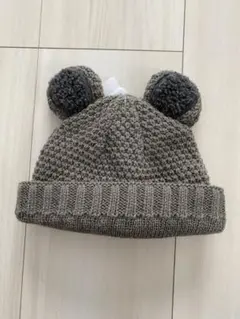 ベビー ニット帽 くま耳 グレー