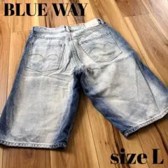 BLUE WAY ウォッシュ加工デニムハーフパンツ Lのサムネイル