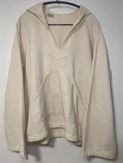 薄手コットン メキシカンパーカー 生成り ゆるだぼ ビッグシルエット 古着　XL