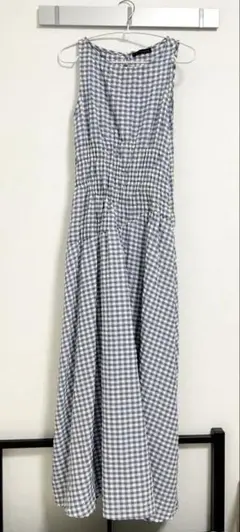 【完売品】ZARAギンガムチェック ノースリーブ ロングワンピース