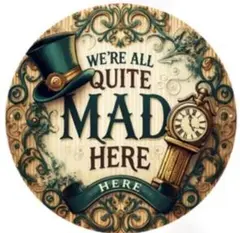 アリス・イン・ワンダーランド　帽子と時計　ブリキ看板