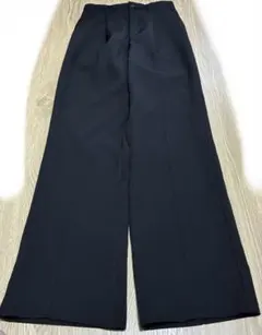moment+ カットジョーゼットセンタープレスストレートスラックスパンツ