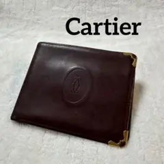 【良品】Cartier カルティエ 本革二つ折り財布 お札入れ マストライン
