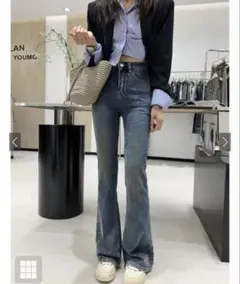 グレイル　フレアデニムパンツ[at2201]