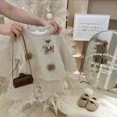 韓国風立体クマちゃん2点セットアップ(80-130cmまで対応可能)