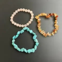 30.天然石ビーズブレスレット3点セット