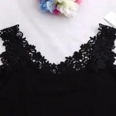 新品✨️パルファージュダブルフロントキャミソールМブラックノースリーブトップス