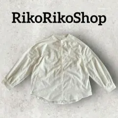 バンドカラーシャツ 長袖シャツ 無地長袖シャツ (M〜L) ホワイト