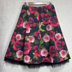 エムズグレイシー 花柄 ローズ フレアスカート チュール