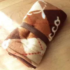 【新品・未使用】POCHACCO　ブランケット　アーガイルチェック柄　ブラウン系