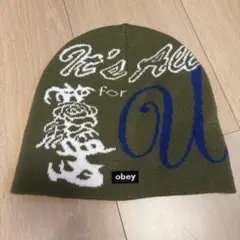 OBEY ニットキャップ ビーニー カーキ×ブルーのサムネイル