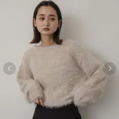 SENSE OF PLACE クロップドシャギーセーター ベージュ