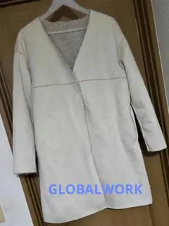 フェイクムートン　リバーシブル　ノーカラーコート　GLOBALWORK　M