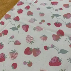 いちご柄　プリント　アイボリー　オックス生地　108cm×30cm
