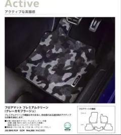 フォルクスワーゲン ゴルフ7.5 フロアマット グレーカモフラージュ 
