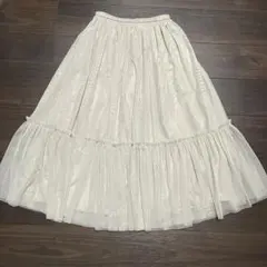 AMERICAN HOLIC チュールスカート M グレージュ ロング フレア