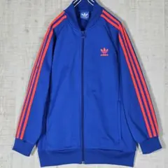 希少XL✨アディダス スーパースター トラックジャケット 105青オレンジ 刺繍