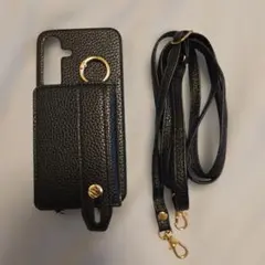 ショルダーストラップ付 スマホケース ブラック　カード収納