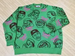 チャオパニックティピー イラストプリント グリーン ニットトレーナー スウェット