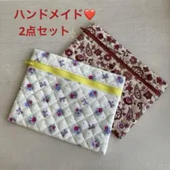ハンドメイド✨花柄ポーチ2点セット