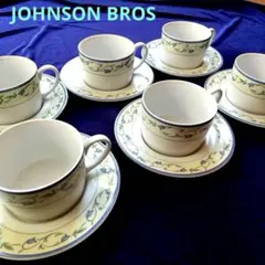 ジョンソンブラザース 6客 カップ ソーサー ウェッジウッドグループ 花柄