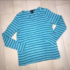 ☆新品同様☆ Forever21 ボーダー ニットソー カットソー 薄手 ブルー