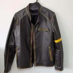 ブラウン シングルライダースジャケット