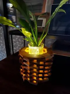 植物と光のある暮らしに／積み木風キューブ木製プランターカバー 中型 