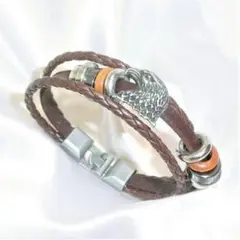 ブレスレット　レザーブレスレット 新品　未使用 イーグル鷲　ブラウン　茶