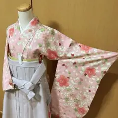 桜柄 二尺袖着物 袴セット ピンク ベージュ 卒業式 150〜160cm - メルカリ